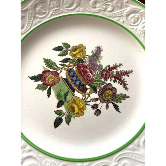 Set Of 6 Vintage Spode Copeland Floral Embossed Salad Plates 7" Made In England - Picture 2 of 5